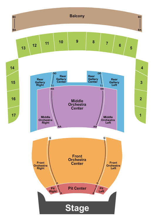 McKnight Center for the Performing Arts - Performance Hall Seating Chart: End Stage