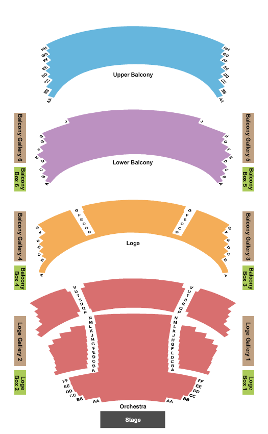 Mead Theatre At Schuster Performing Arts Center Seating Chart: Endstage with Boxes