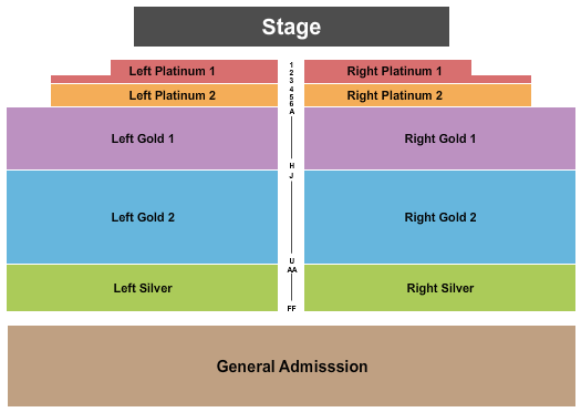 Meadow Event Park Seating Chart: Plat 1&2/Gold 1&2/Silver/GA