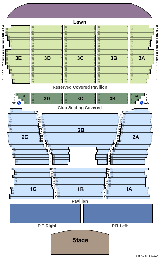 Meadowbrook U.s. Cellular Pavilion Seating Map
