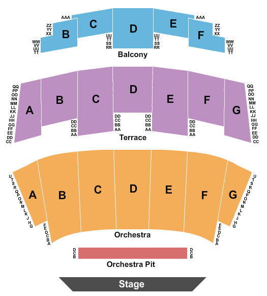 Mechanics Bank Theater Seating Chart: End Stage