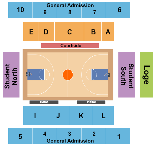 Memorial Athletic and Convocation Center Seating Chart: Basketball - Women