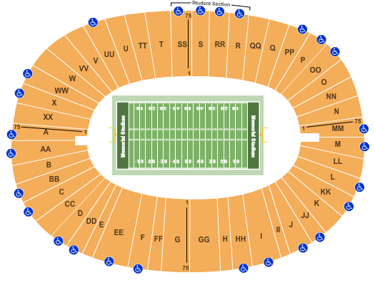 Memorial Stadium - CA Seating Chart: Football
