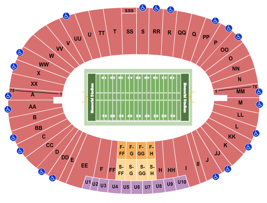 Memorial Stadium - CA Seating Chart: Football