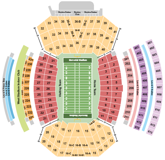 Memorial Stadium - NE Seating Chart: Football
