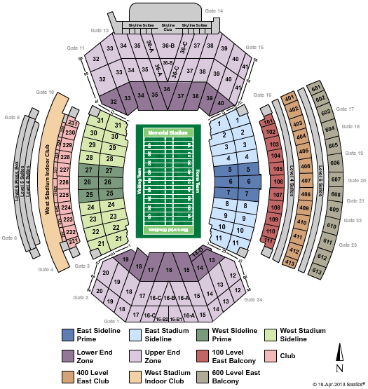 Memorial Stadium - NE Seating Chart
