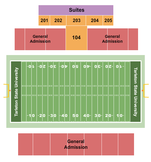 Memorial Stadium at Tarleton State University Seating Chart: Football 2020