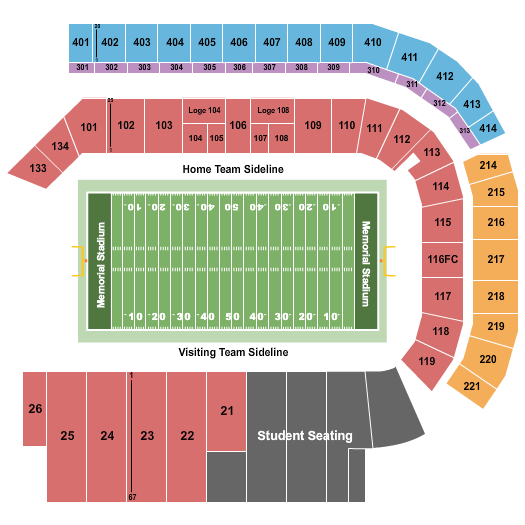 Memorial Stadium - KS Seating Chart: Football 2