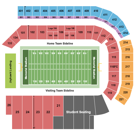 Memorial Stadium - KS Seating Chart: Football 2