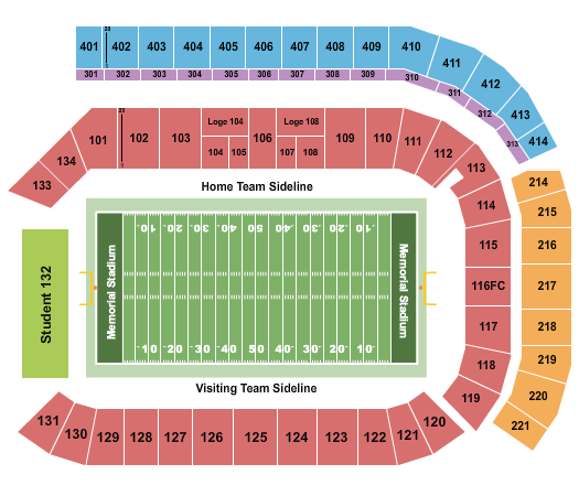 Memorial Stadium - KS Seating Chart: Football 2