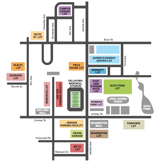 Memorial Stadium Oklahoma Parking Lots Seating Chart: Memorial Stadium Oklahoma Parking