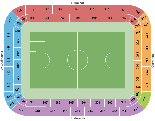 Mendizorrotza Stadium Seating Chart: Soccer - Static