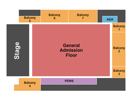 Mercury Ballroom Seating Chart: GA Floor - Numbered Balcony