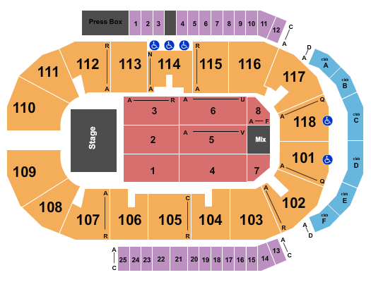 Meridian Centre Seating Chart: End Stage