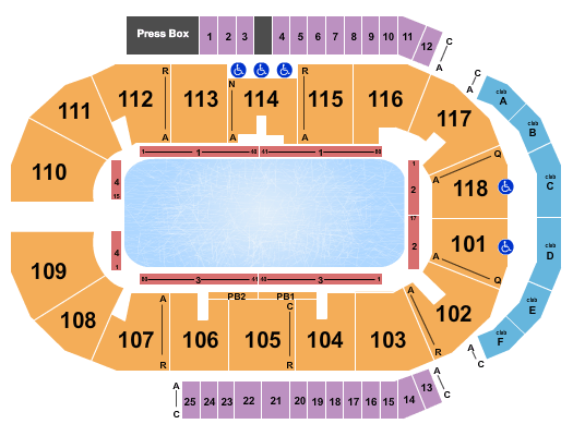 Meridian Centre Seating Chart: Ice