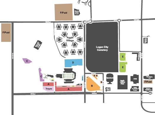 Merlin Olsen Field At Maverik Stadium Parking Lots Seating Chart: Parking