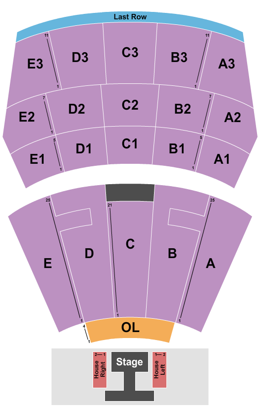 Mershon Auditorium At Wexner Center For The Arts Seating Chart: Endstage w/House R-L
