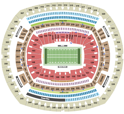MetLife Stadium Seating Chart: Football - Notre Dame vs. Navy