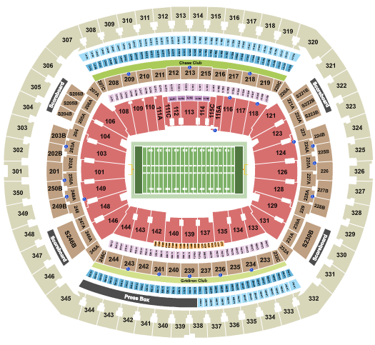 MetLife Stadium Seating Chart: Football - Rows