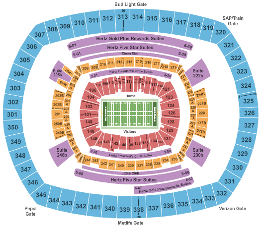 MetLife Stadium Seating Chart: NY Giants Football