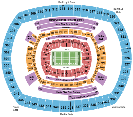 MetLife Stadium Seating Chart: Football