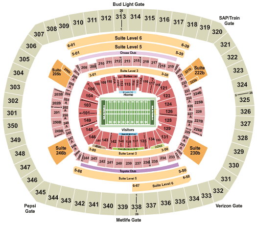 MetLife Stadium Seating Chart: Football