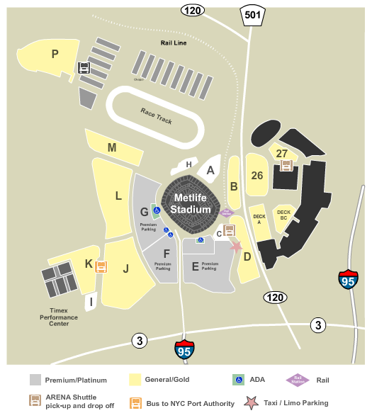 MetLife Stadium Parking Lots Map