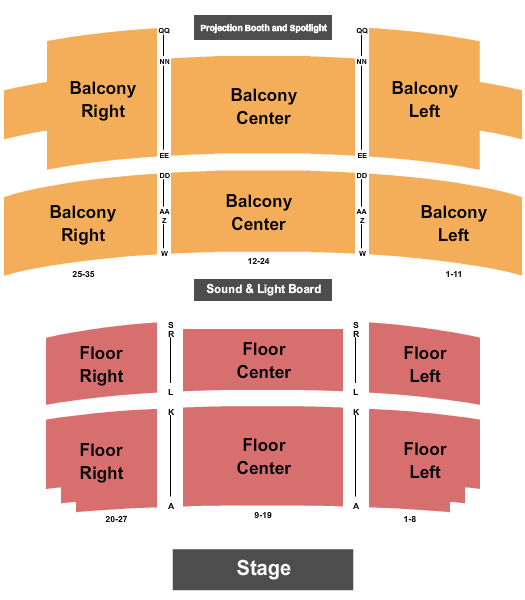 Michigan Theatre - Jackson Seating Chart: Endstage No Pit