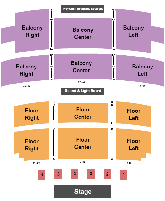 Michigan Theatre - Jackson Seating Chart: Endstage Tables