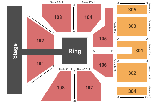 Majed J. Nesheiwat Convention Center Seating Chart: Wrestling - Boxing