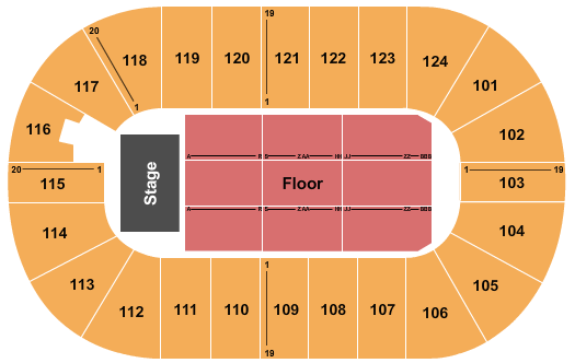 Mary Brown's Centre Seating Chart: Endstage Reserved Floor