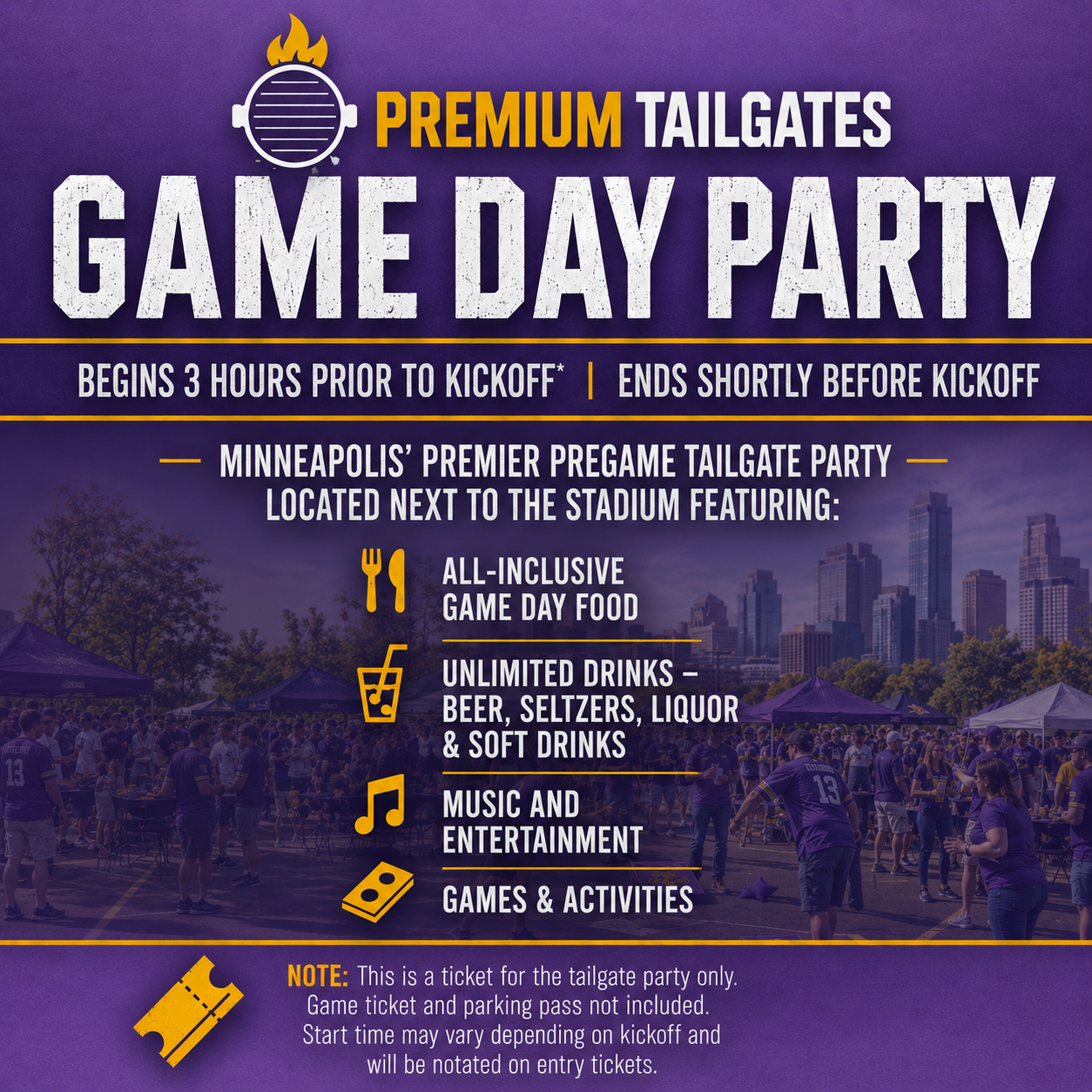 Premium Tailgate Lot - MN Seating Chart: Premium Tailgate