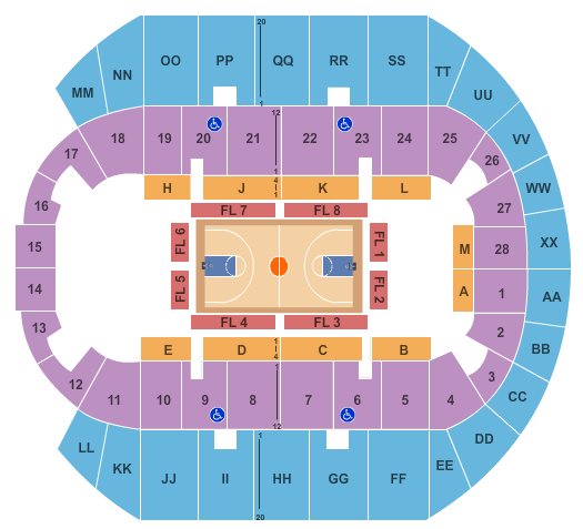 Mississippi Coast Coliseum Seating Chart: Basketball 2