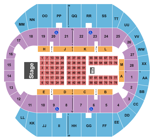 Mississippi Coast Coliseum Seating Chart: Endstage Tables