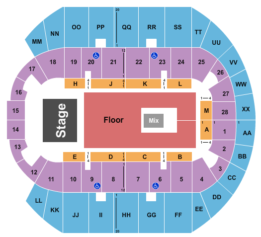 Mississippi Coast Coliseum Seating Chart: Endstage GA Floor 3