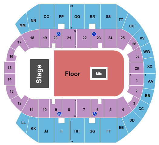 Mississippi Coast Coliseum Seating Chart: Endstage GA Floor 2