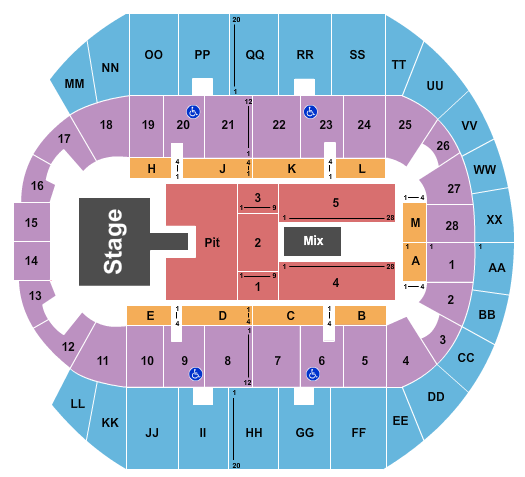 Mississippi Coast Coliseum Seating Chart: Endstage Pit 3