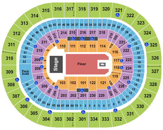 Moda Center at the Rose Quarter Seating Chart: Endstage Reserved Floor 2