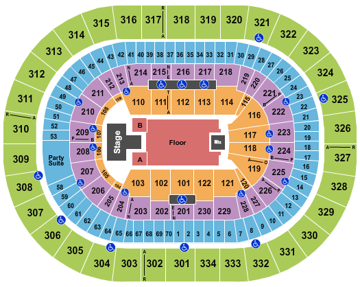 Moda Center at the Rose Quarter Seating Chart: Endstage Catwalk/Floor with A&B
