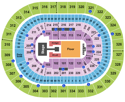 Moda Center at the Rose Quarter Seating Chart: Endstage Pit R/L