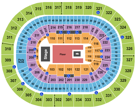Moda Center at the Rose Quarter Seating Chart: Endstage Reserved Floor