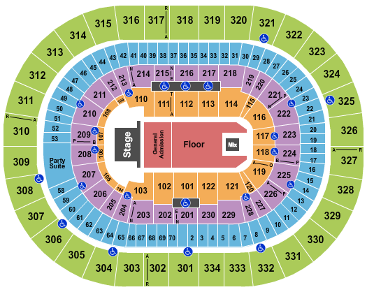 Moda Center at the Rose Quarter Seating Chart: Endstage GA & Rsvd Floor