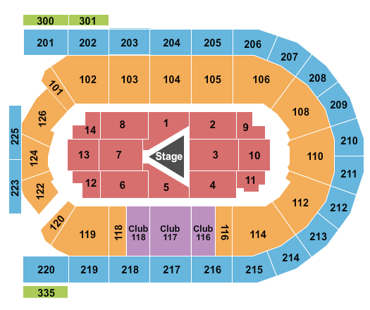 Mohegan Sun Arena at Casey Plaza Seating Chart: Center Stage 2