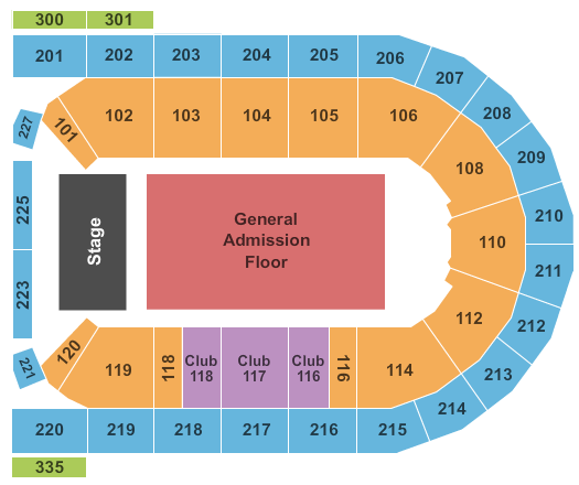 Mohegan Sun Arena at Casey Plaza Seating Chart: End Stage GA