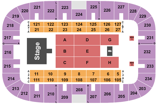 Monroe Civic Center Arena Seating Chart: Endstage 2