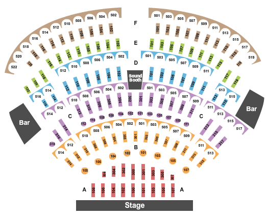 The Showroom at Bally's Lake Tahoe Casino Resort Seating Chart: End Stage