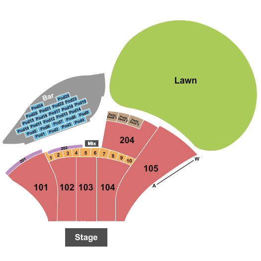 Moody Amphitheater Seating Chart: Endstage With Boxes