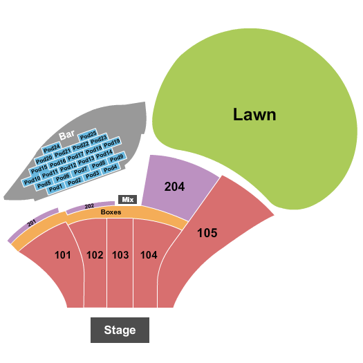 Moody Amphitheater Seating Chart: Endstage with pods