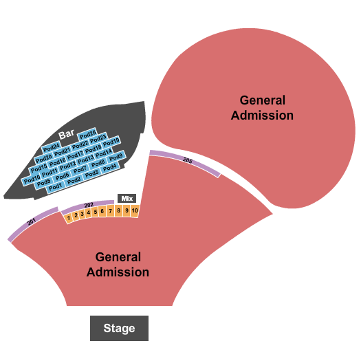 Moody Amphitheater Seating Chart: GA & Pods 3