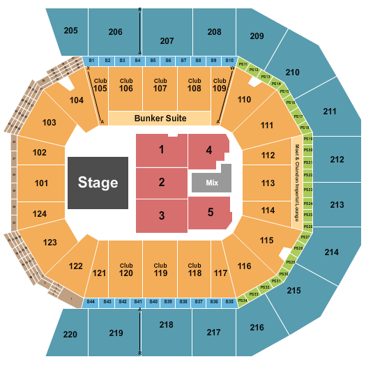 Moody Center ATX Seating Chart: Endstage Flr 1-5